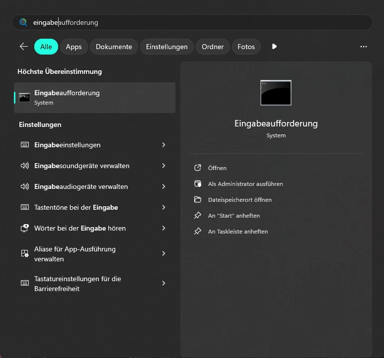 DISM Befehle Windows 11 - Relevante Kommandos im Überblick 2 DISM Befehle Windows 11 -Eingabeaufforderung-Menu
