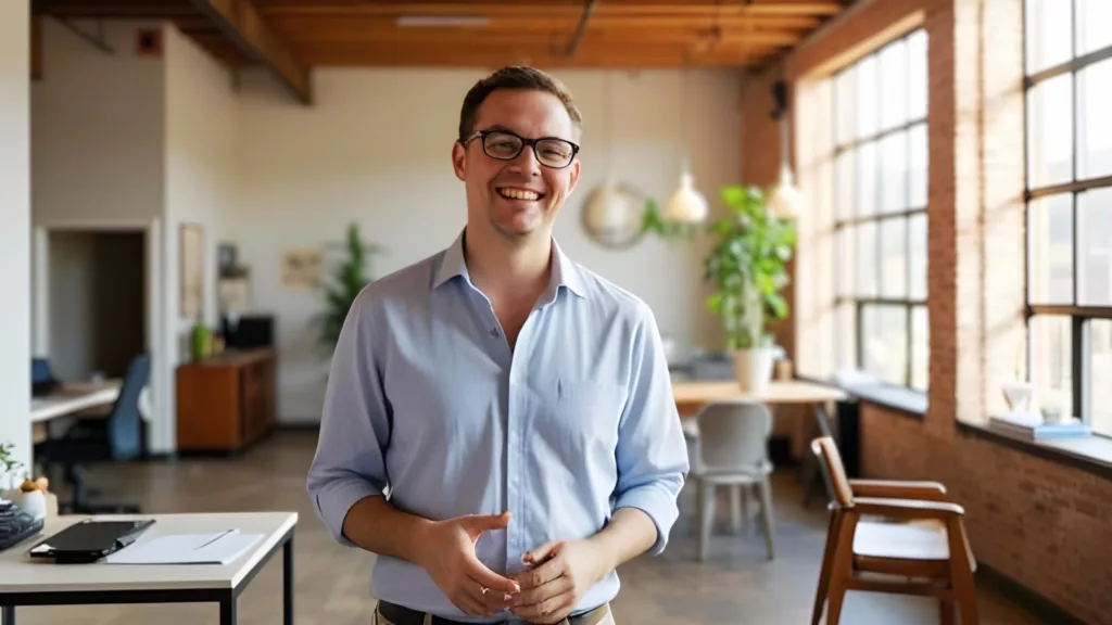 IT-Dienstleister wechsel - glücklicher IT-Techniker stellt sich vor