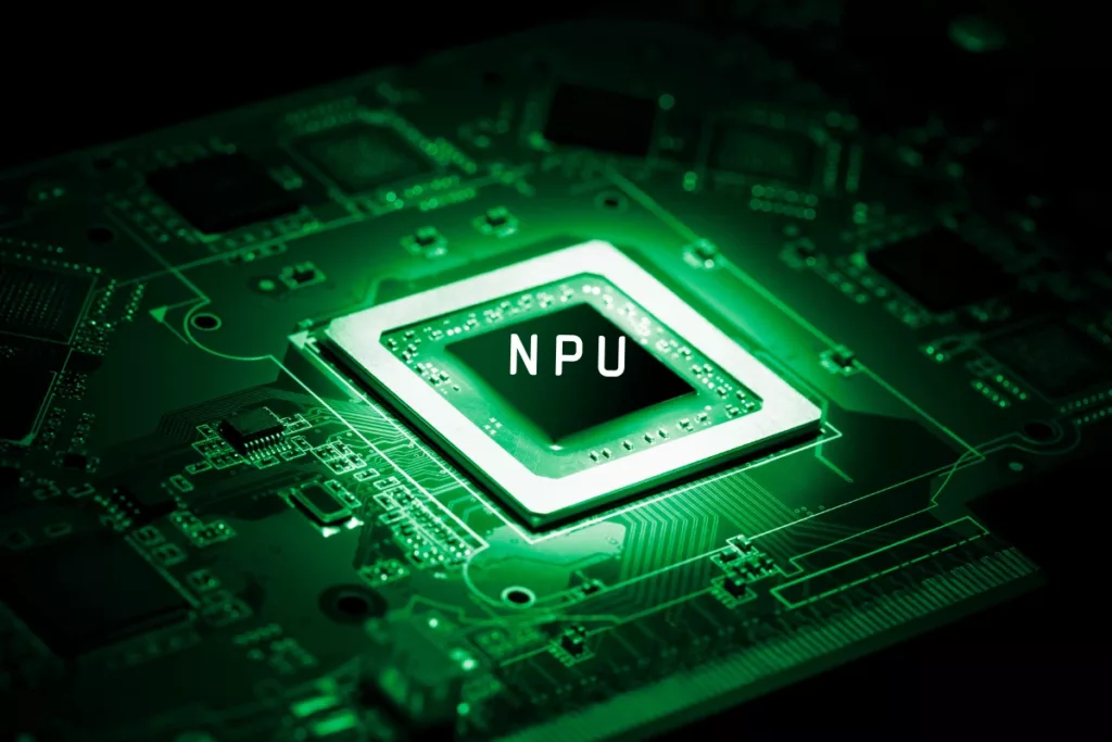 leuchtend gr&uuml;ner NPU Chip