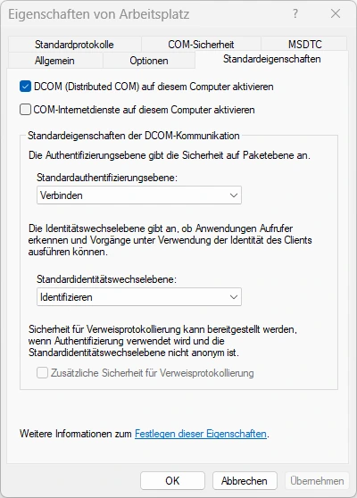 Ereignis-ID 10010 DCOM - Übersichtliche Windows 11 Fehlerbehebung 7 Eigenschaften DCOM Standardeinstellungen Windows 11
