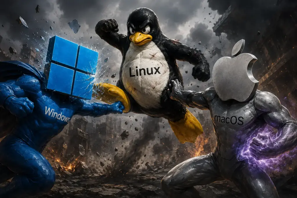 Windows vs. Linux vs. macOS – Welches Betriebssystem ist wirklich das beste? 1 Windows vs. Linux vs. macOS