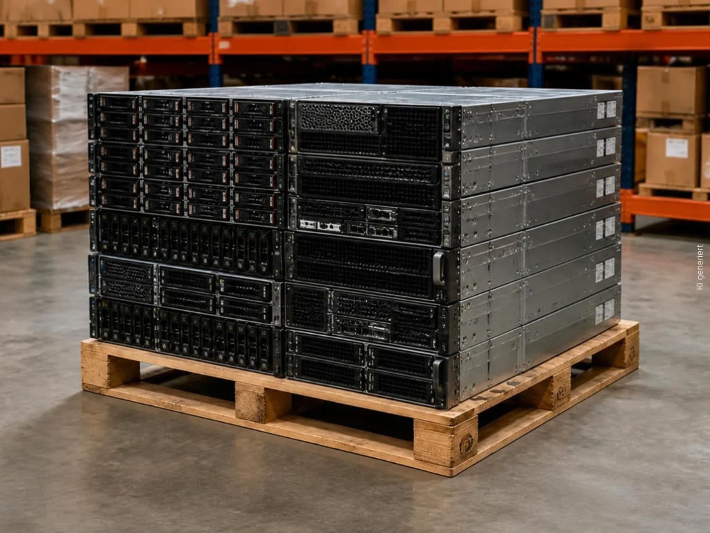 Kostenfalle Cloud: Wann lohnt sich eine Serverumgebung? 2 Server Hardware auf Palette Bild